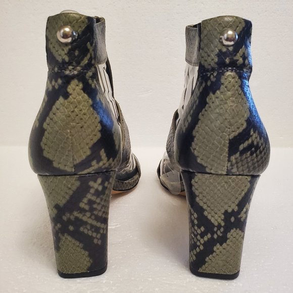 Rebecca Minkoff Kiley Nappa Snake Sabrina Sandals Shoes in Black/Thyme - 7B - Picture 2 of 16